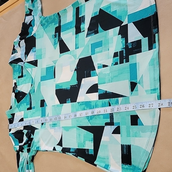 Alfani Size M Abstract Geometric Pattern Tunic w/ 3/4 Sleeves with Tie Cuffs - Picture 9 of 12